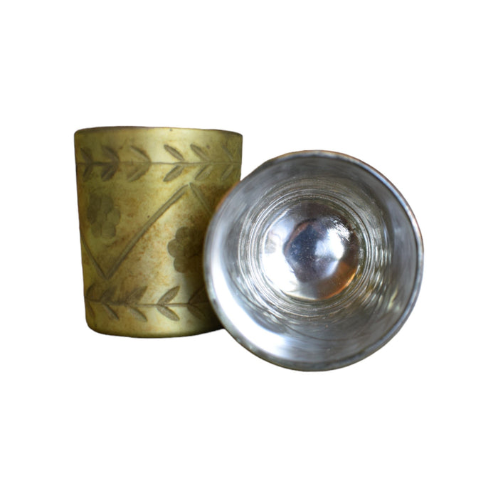 Antique Olive Etched Petite Candle Holder - Bratton House