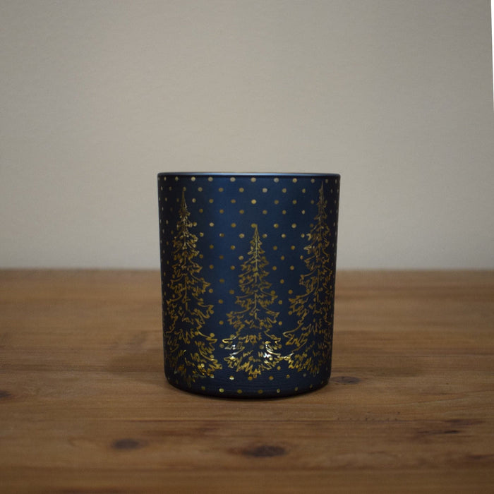 Cobalt Votive with Etched Trees - Bratton House