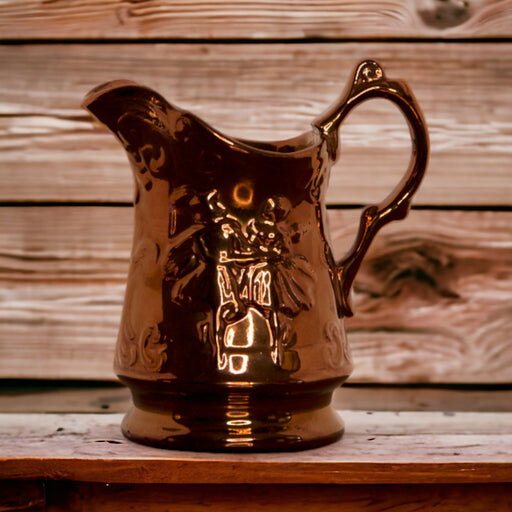 Copper Luster Pitcher with Stamped Design - Bratton House
