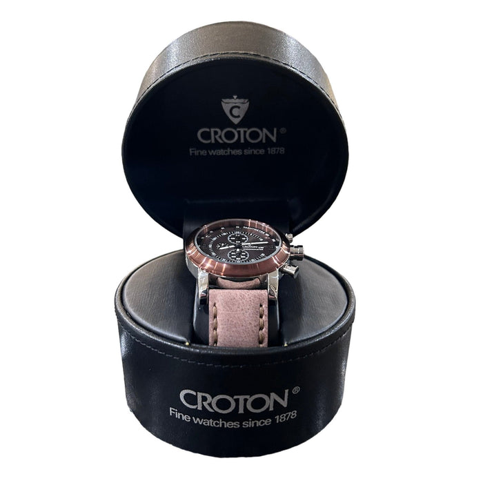 Croton Mens Chronomaster Chronograph Italian Leather strap - Bratton's Uniques & Antiques