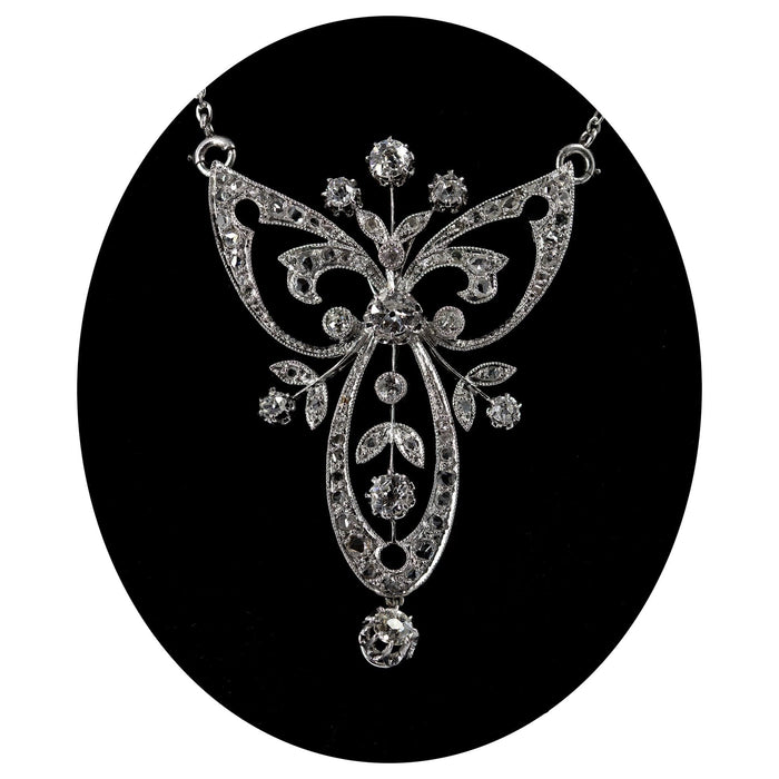 Handmade Vintage Platinum & Diamond Necklace - Bratton House Antiques
