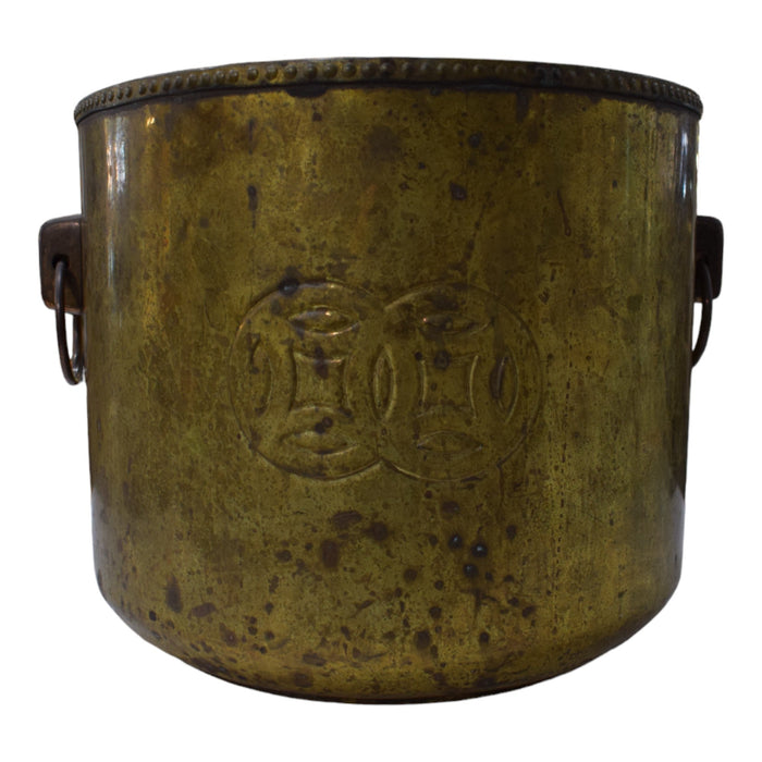 Mid 20th Century Large Chinoiserie Brass Planter with Asian Etching - Bratton House