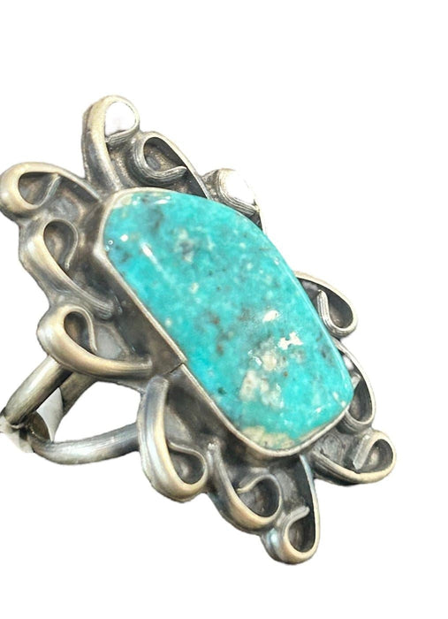 S/S Betta Lee Sonoran Turquoise Ring Sz 8 - Bratton House Antiques