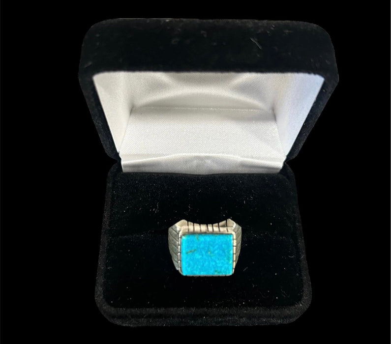 S/S Trevor Jack Kingman Turquoise Ring Sz 10 - Bratton House Antiques