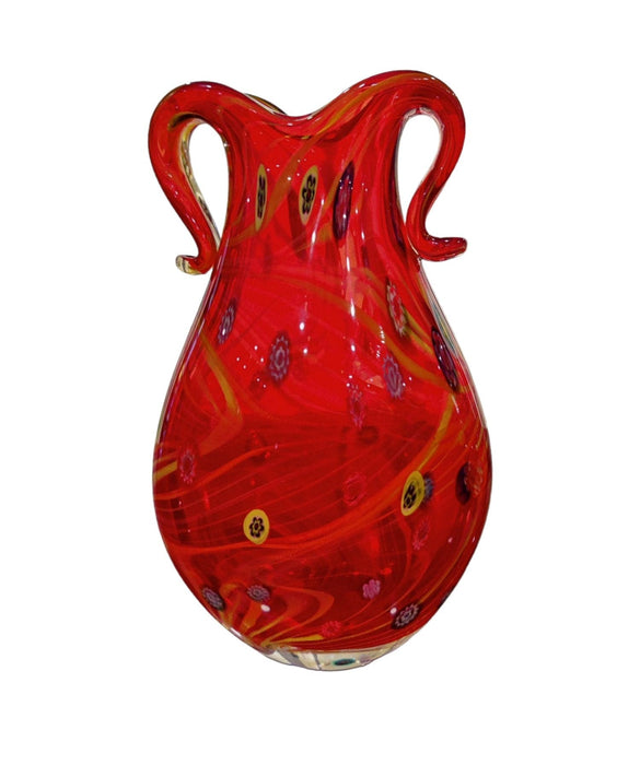 Vintage Red, Yellow, Orange Murano Vase - Bratton House Antiques