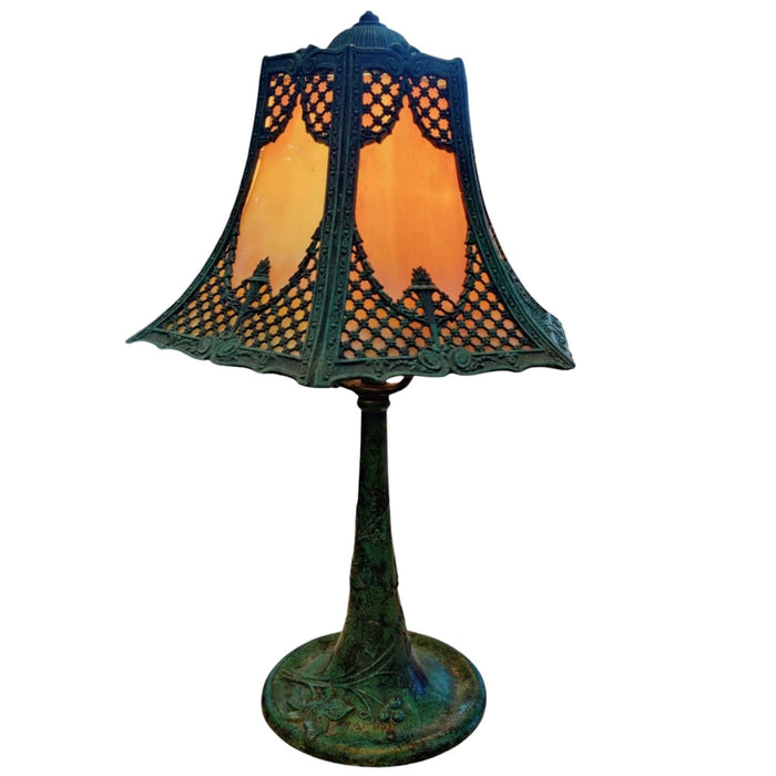 Vintage Slag Glass Cast Iron Lamp - Bratton House Antiques