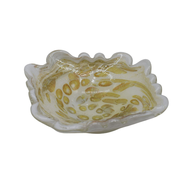 Vintage Yellow Spotted Murano Glass Dish - Bratton's Uniques & Antiques