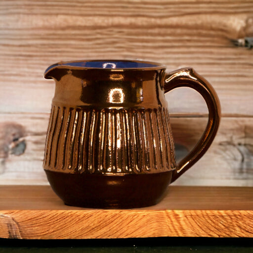 Welsh Copper Luster Pitcher with Vertical Pattern - Bratton House