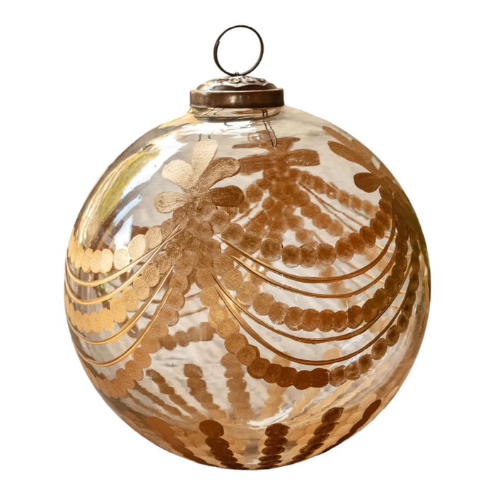 Etched Golden Garland Glass 5" Ornament