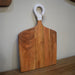 Acacia Wood Rectangle Cutting Board with White Handle 17.75"x11.8" - Bratton's Uniques & Antiques