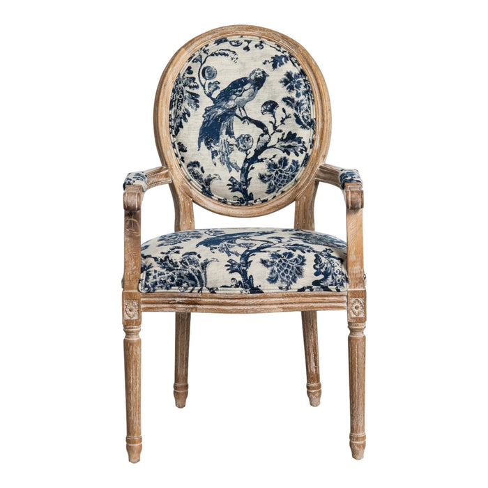 Blue Fowl & Fruit Jacquard Chair - Bratton's Uniques & Antiques