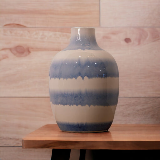 Blue & White Striped Vase - Bratton House