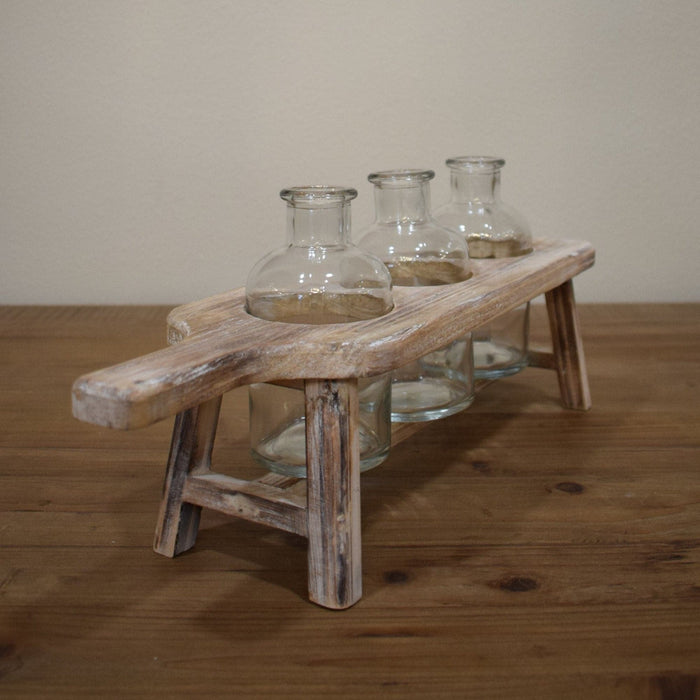 Board & Bottle Centerpiece with Three Bottles - Bratton's Uniques & Antiques