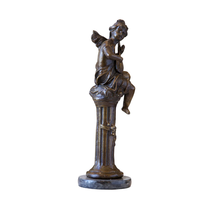 Bronze Boy Playing Instrument - Bratton's Uniques & Antiques