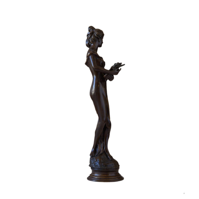Bronze Lady With Wheat After Auguste Moreaus - Bratton's Uniques & Antiques
