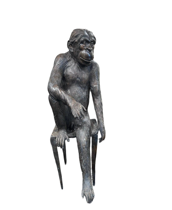 Bronze Sculpture Ape on Stand - Bratton's Uniques & Antiques