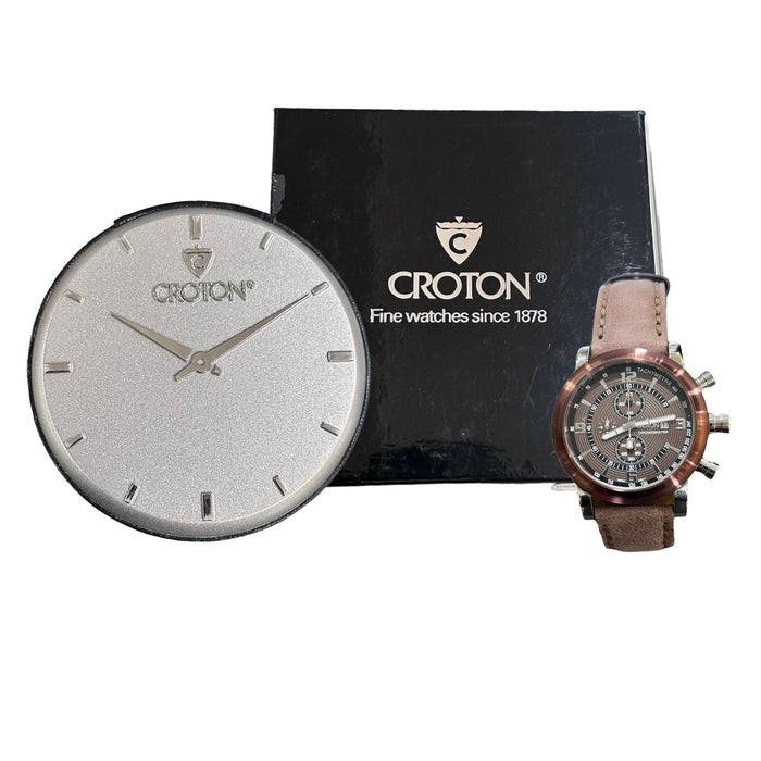 Croton Mens Chronomaster Chronograph Italian Leather strap - Bratton's Uniques & Antiques