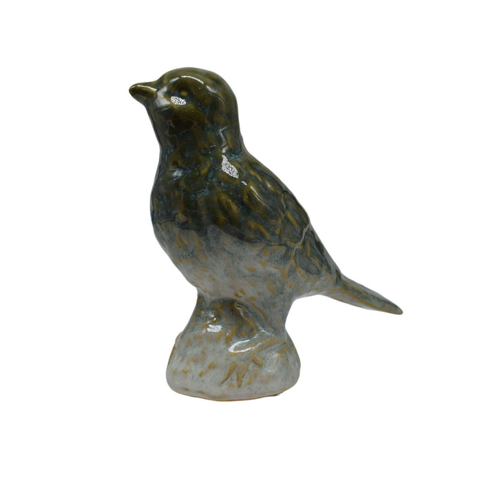 Debossed Green Stoneware Bird Reactive - Bratton's Uniques & Antiques