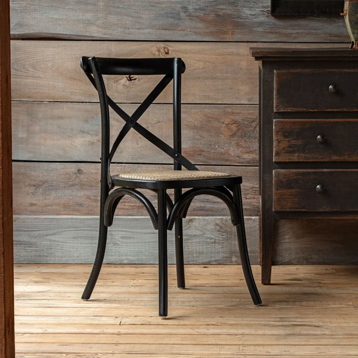 Distressed Black Cross-Back Chair - Bratton's Uniques & Antiques