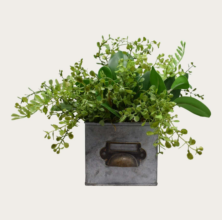 Floral Large File Container with Teardrop Greenery - Bratton's Uniques & Antiques