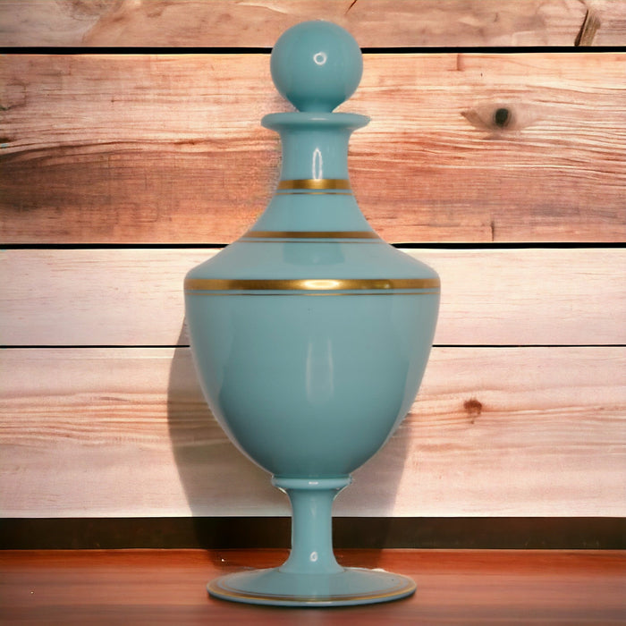 French Blue Decanter with Gold Trim - Bratton House