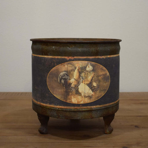 French Farm Round Tole Container - Bratton's Uniques & Antiques