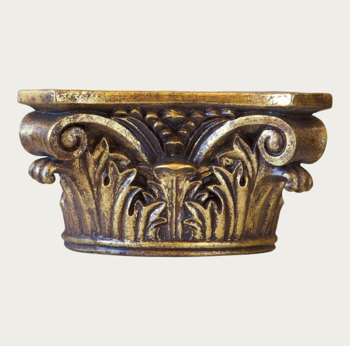 Gold Wall Shelf Pillar Top (1523) - Bratton's Uniques & Antiques