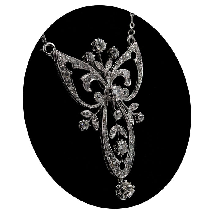 Handmade Vintage Platinum & Diamond Necklace - Bratton House Antiques