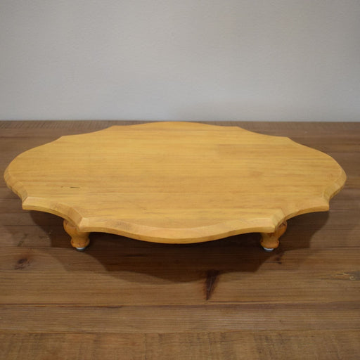 Large Oval Wooden Footed Serving Platform - Bratton's Uniques & Antiques