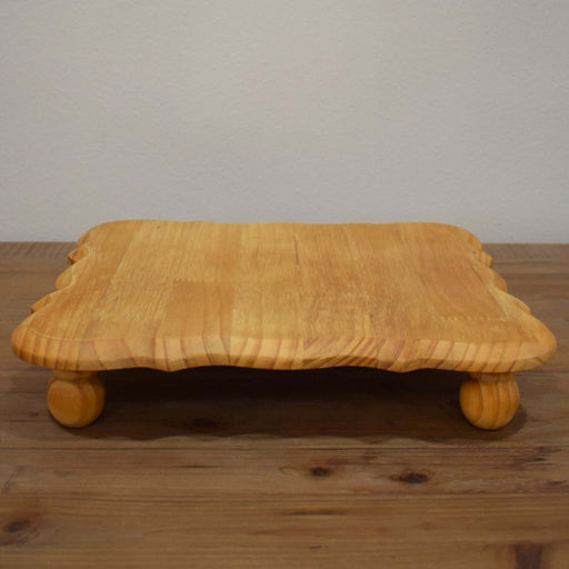 Large Square Wooden Footed Serving Platform - Bratton's Uniques & Antiques