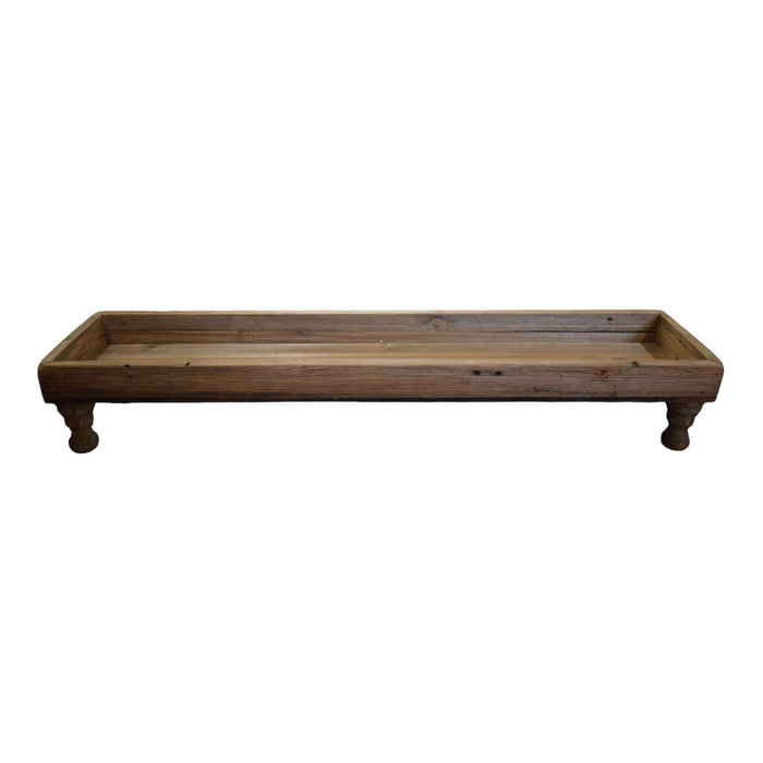 Large Wooden Serving Tray on Turned Legs - Bratton's Uniques & Antiques