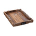 Scalloped Tray of Rustic Wood with Iron Handles - Bratton's Uniques & Antiques