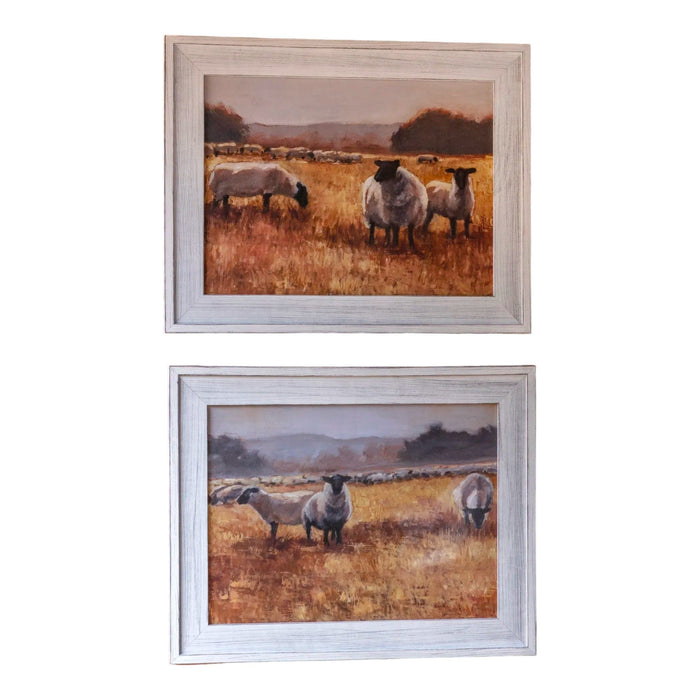 Sheep Grazing At Sunset, Set of 2 - Bratton's Uniques & Antiques