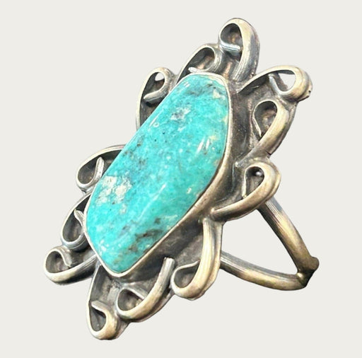 S/S Betta Lee Sonoran Turquoise Ring Sz 8 - Bratton's Uniques & Antiques