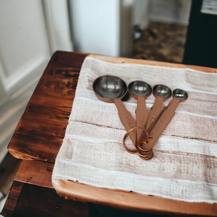 Stainless Steel Copper Finish Measuring Spoons - Bratton's Uniques & Antiques