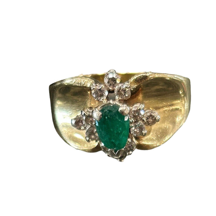 Unique Antique Emerald & Diamond Ring size 9.25 - Bratton House Antiques