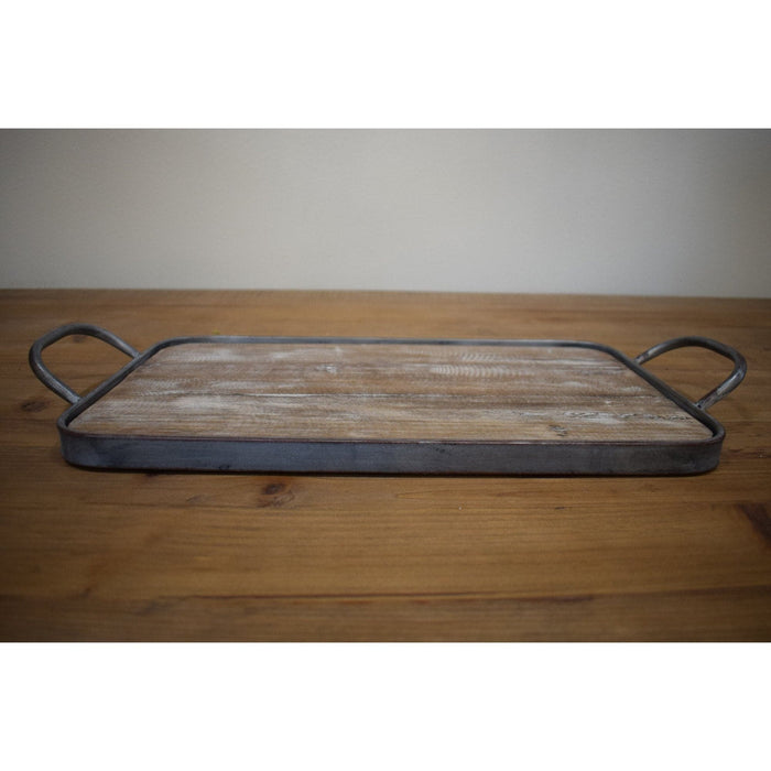 Wood And Metal Rectangular Tray - Bratton's Uniques & Antiques